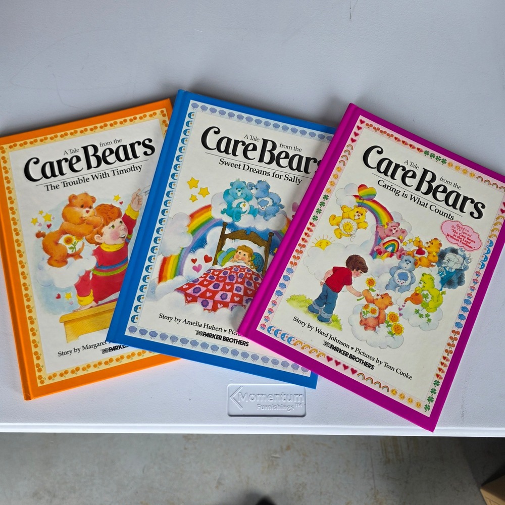 Care Bears Vintage Hardcover Book 1983 Parker Brothers 80s Kids Set of 3